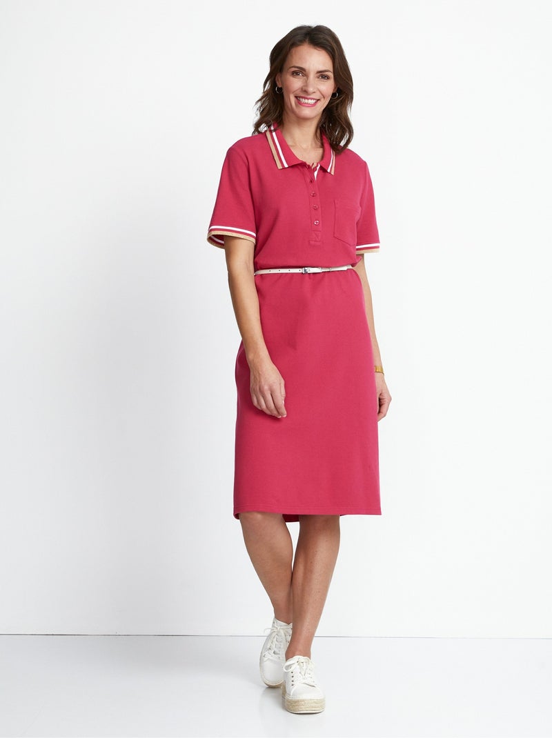 Robe col polo maille piquée - Afibel Rose fushia - Kiabi
