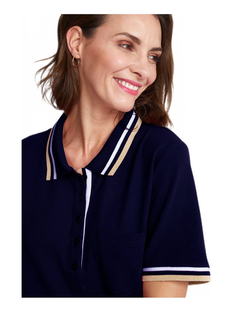 Robe col polo maille piquée Bleu marine - Kiabi