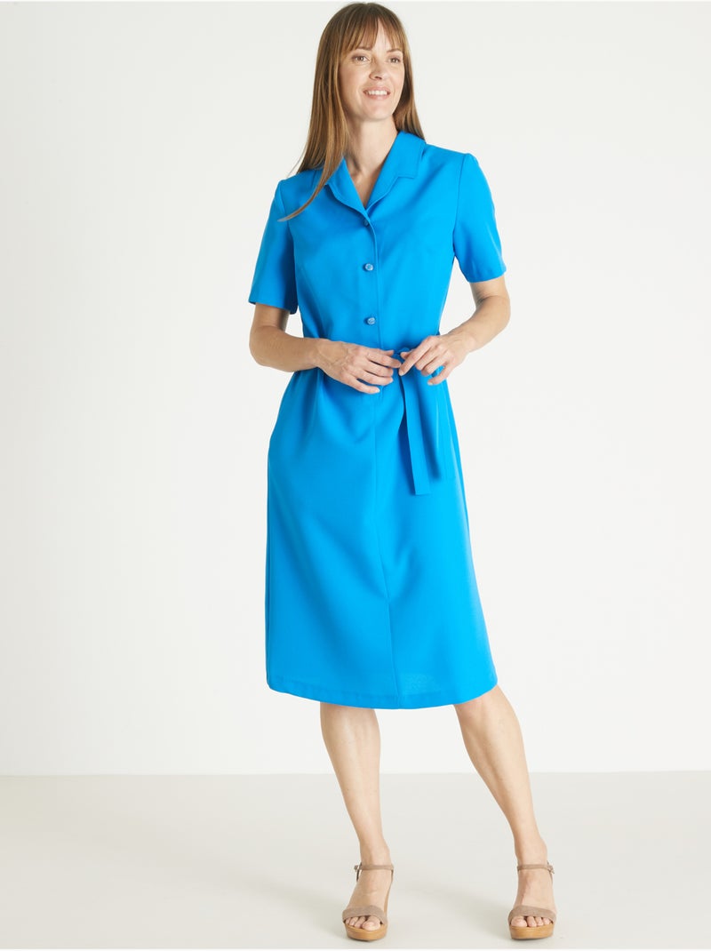 Robe col tailleur manches courtes - DAXON Bleu turquoise - Kiabi