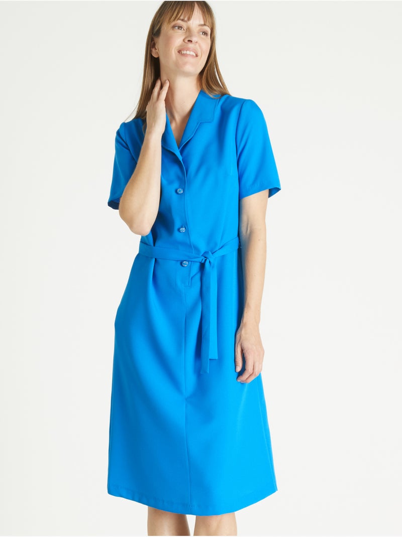 Robe col tailleur manches courtes - DAXON Bleu turquoise - Kiabi