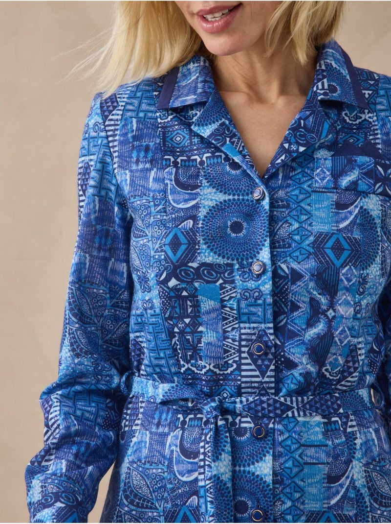 Robe col tailleur manches longues - DAXON Bleu Bleu - Kiabi