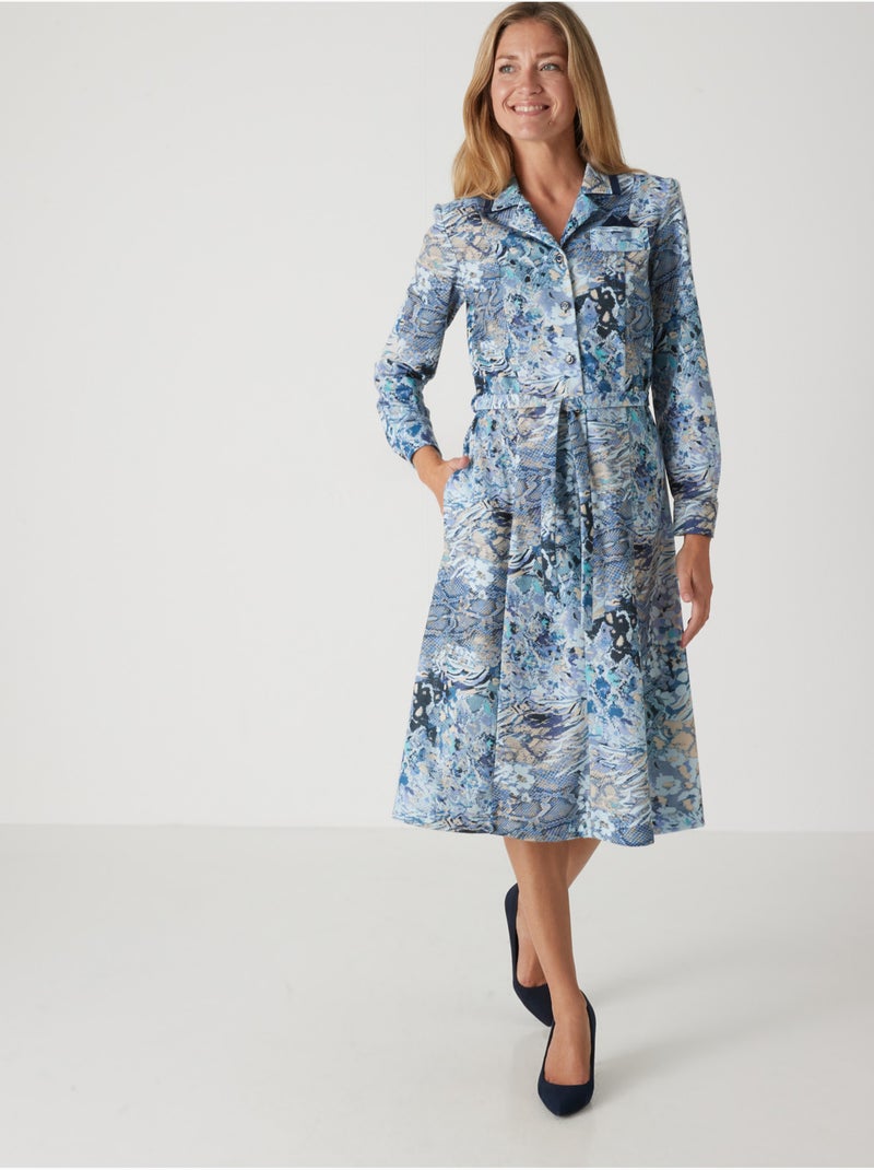 Robe col tailleur manches longues - DAXON Bleu ciel - Kiabi