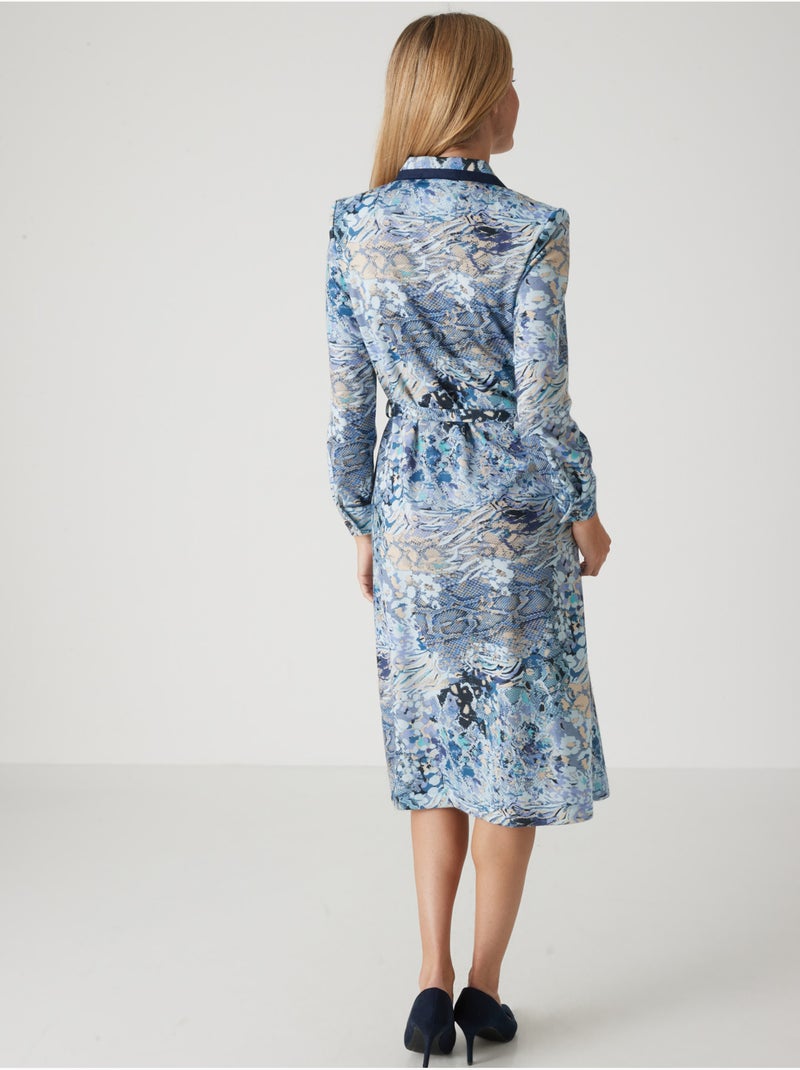 Robe col tailleur manches longues - DAXON Bleu ciel - Kiabi