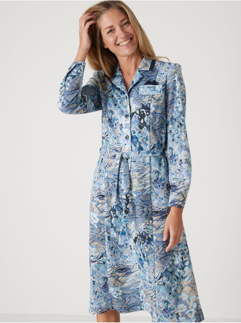 Robe col tailleur manches longues - DAXON Bleu ciel - Kiabi