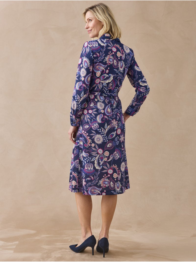 Robe col tailleur manches longues - DAXON Bleu Violet - Kiabi