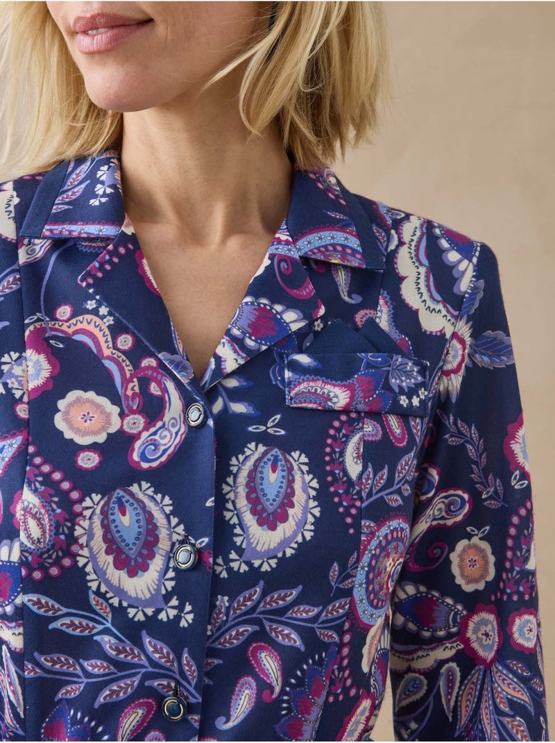Robe col tailleur manches longues - DAXON Bleu Violet - Kiabi
