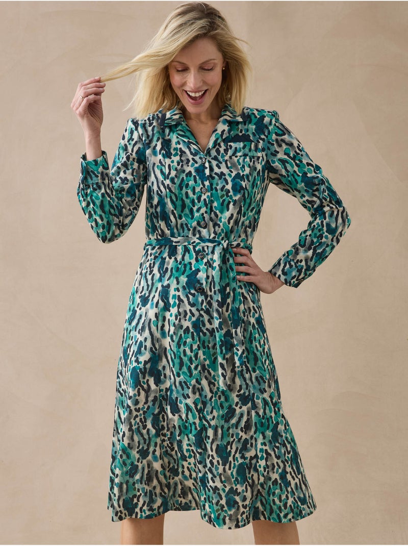 Robe col tailleur manches longues - DAXON Vert - Kiabi