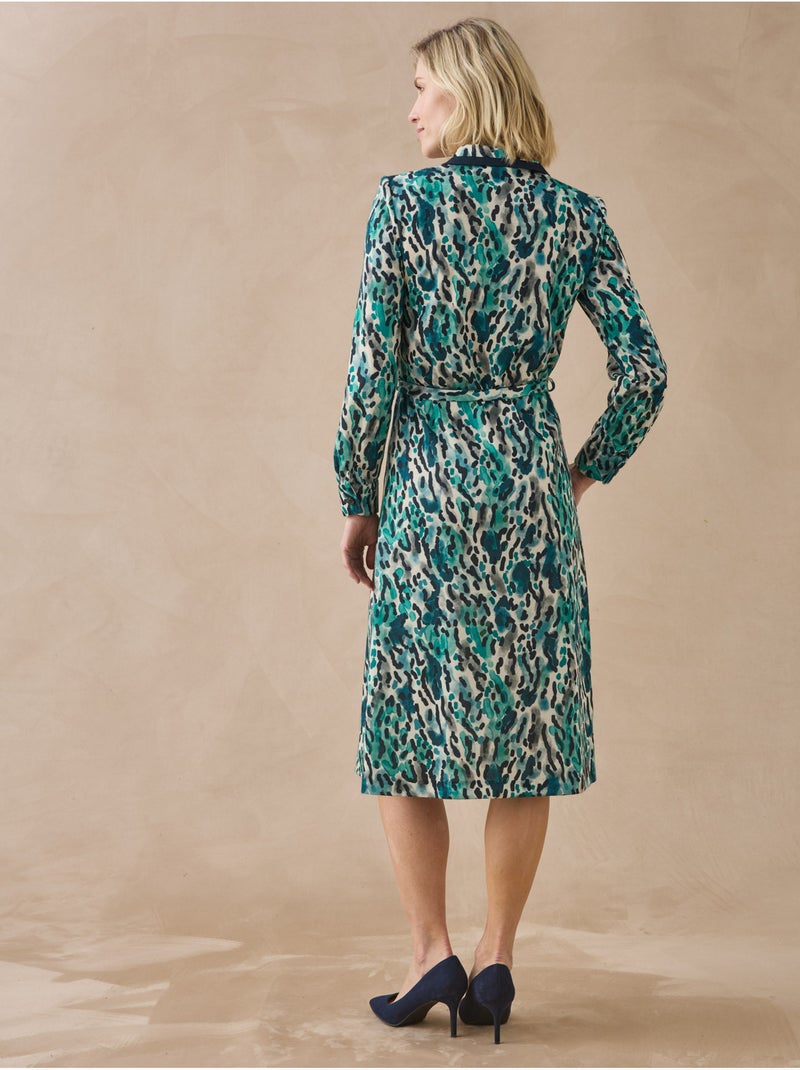 Robe col tailleur manches longues - DAXON Vert - Kiabi