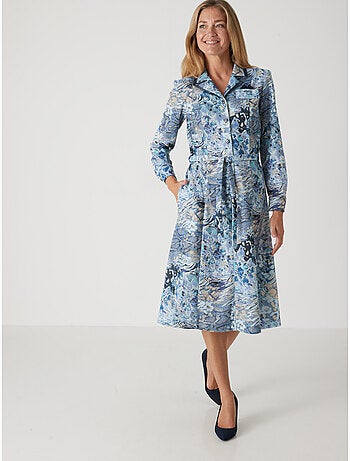 Robe col tailleur manches longues