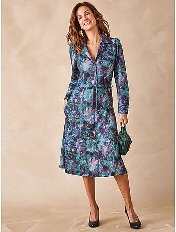 Robe col tailleur manches longues