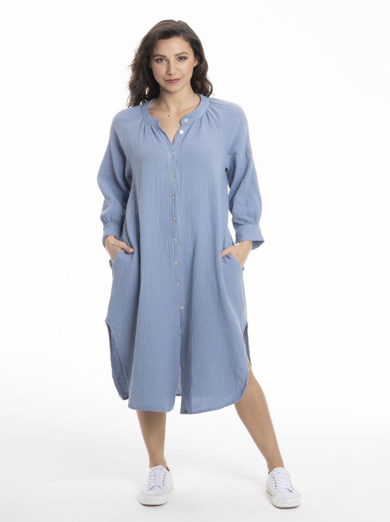 Robe col tunisien RUSSEL - Gérard Pasquier Bleu foncé - Kiabi