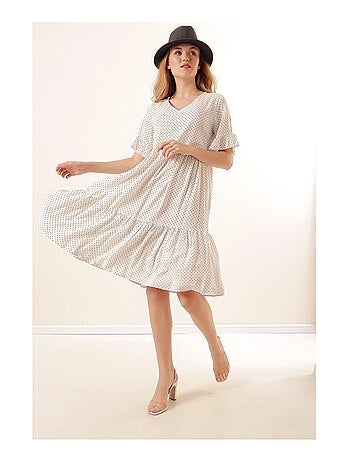Robe Col V à Pois