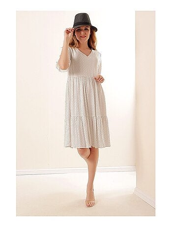 Robe Col V à Pois