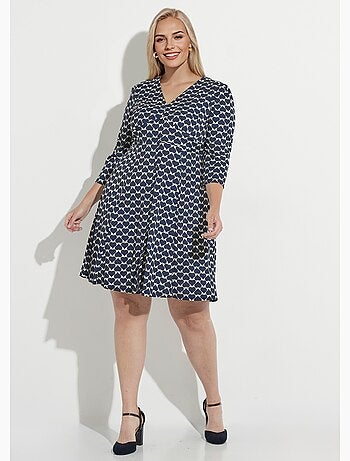 Robe col v boutonné fluide coeurs - afibel