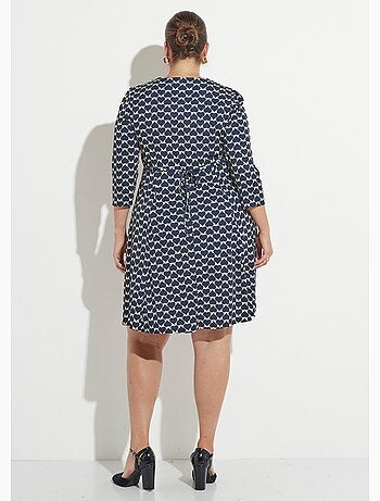 Robe col v boutonné fluide coeurs - afibel