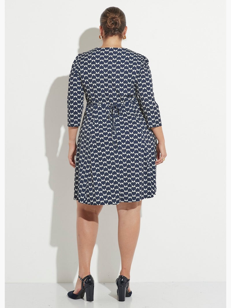 Robe col v boutonné fluide coeurs - afibel Bleu marine - Kiabi