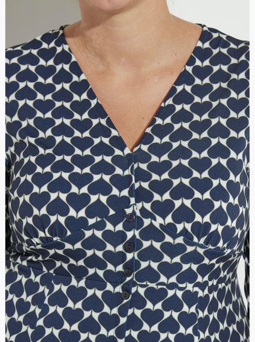 Robe col v boutonné fluide coeurs - afibel - Kiabi Robe col v boutonné fluide coeurs - afibel - Kiabi