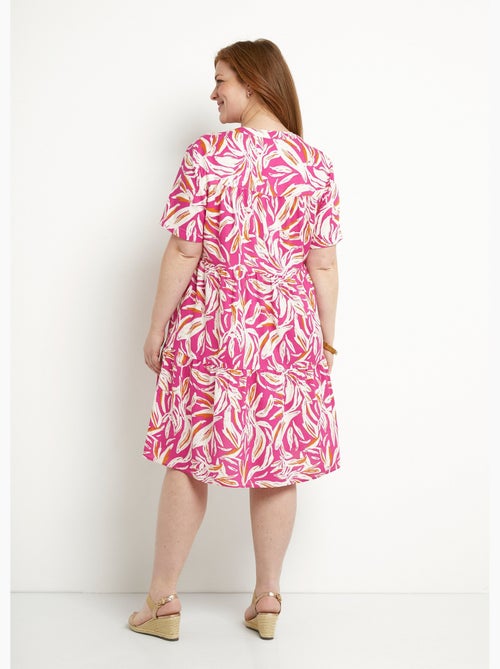 Robe col V boutonnée imprimée manches courtes - Afibel - Kiabi