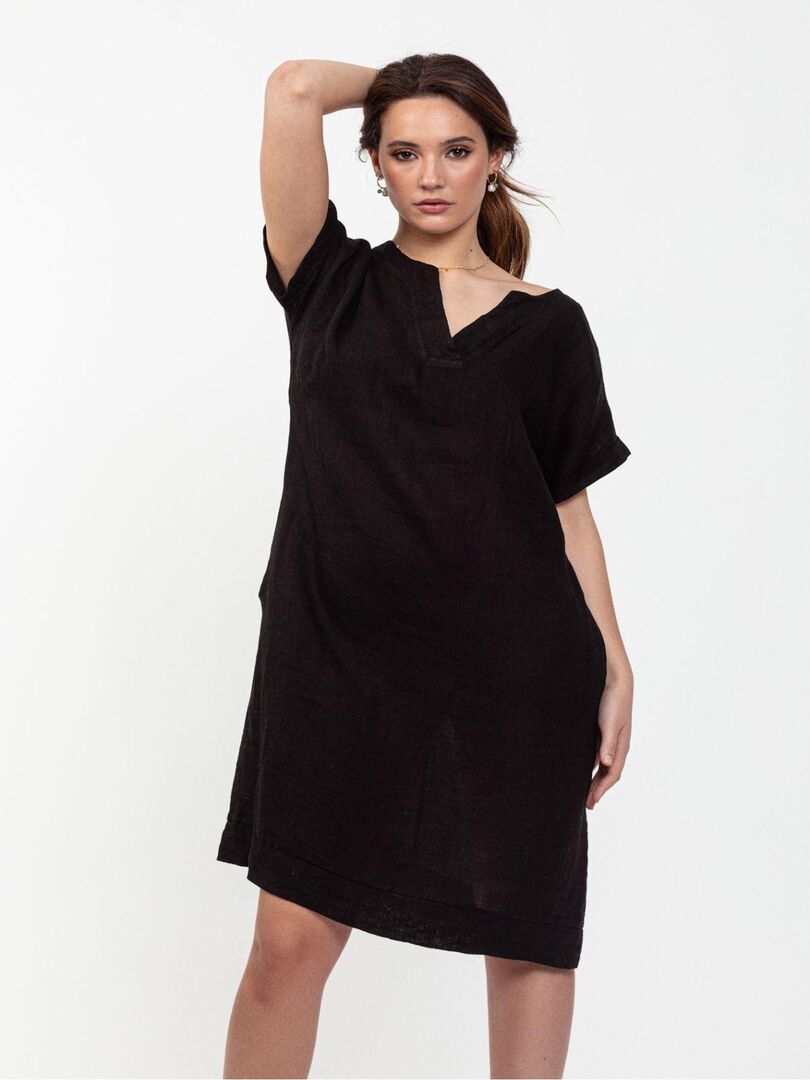 Robe col v CARLA G rard Pasquier Noir Noir Kiabi 39.50