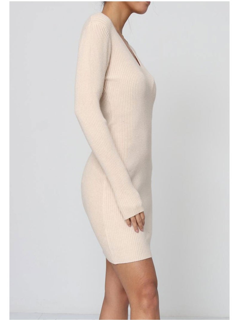 Robe Col V Kebello Beige - Kiabi