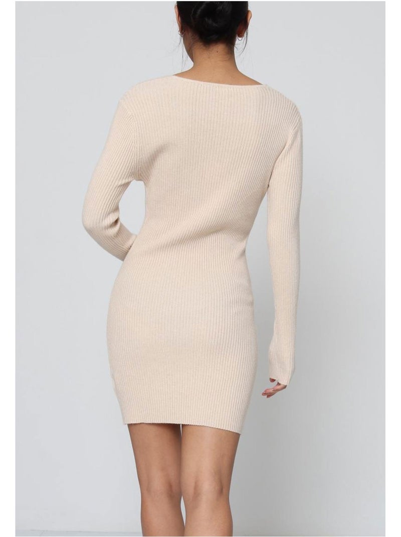Robe Col V Kebello Beige - Kiabi