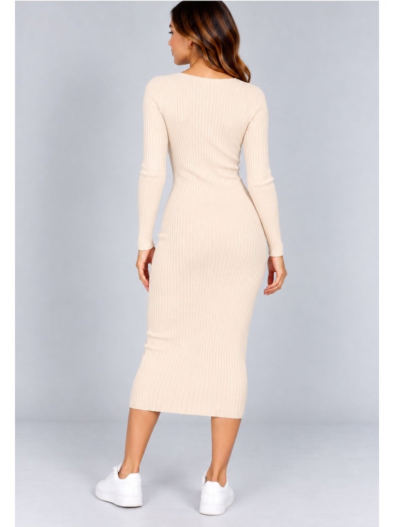 Robe col v kebello Beige - Kiabi