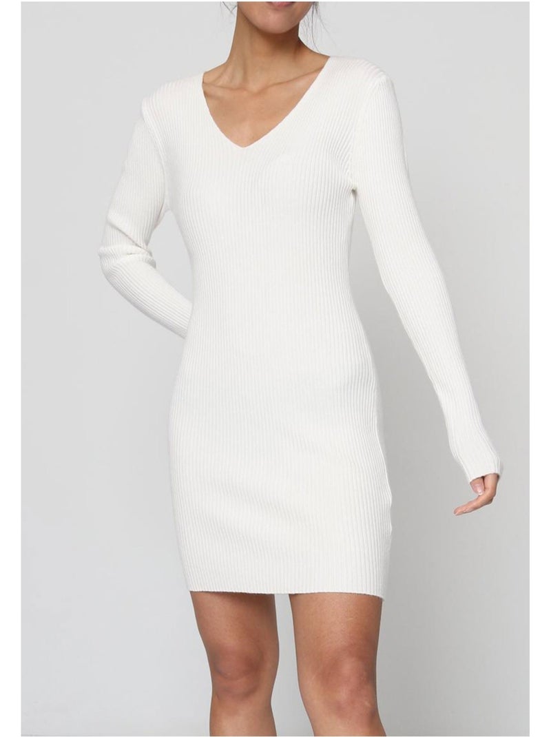 Robe Col V Kebello Blanc - Kiabi