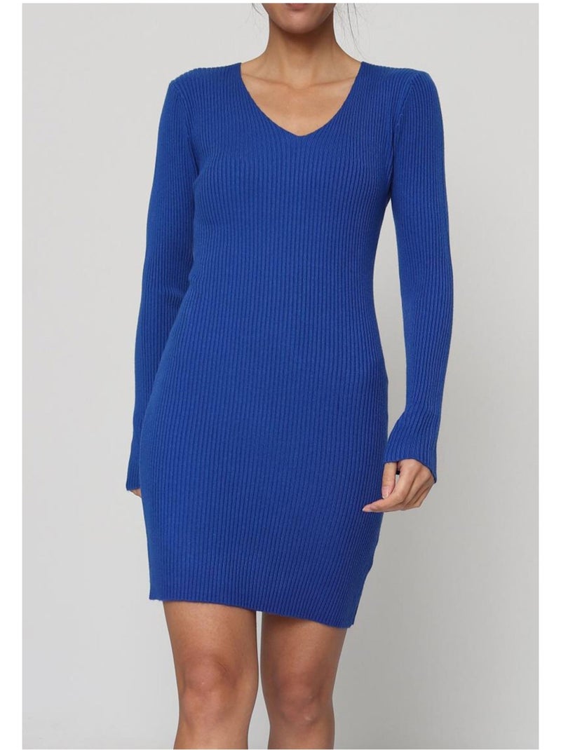 Robe Col V Kebello Bleu - Kiabi