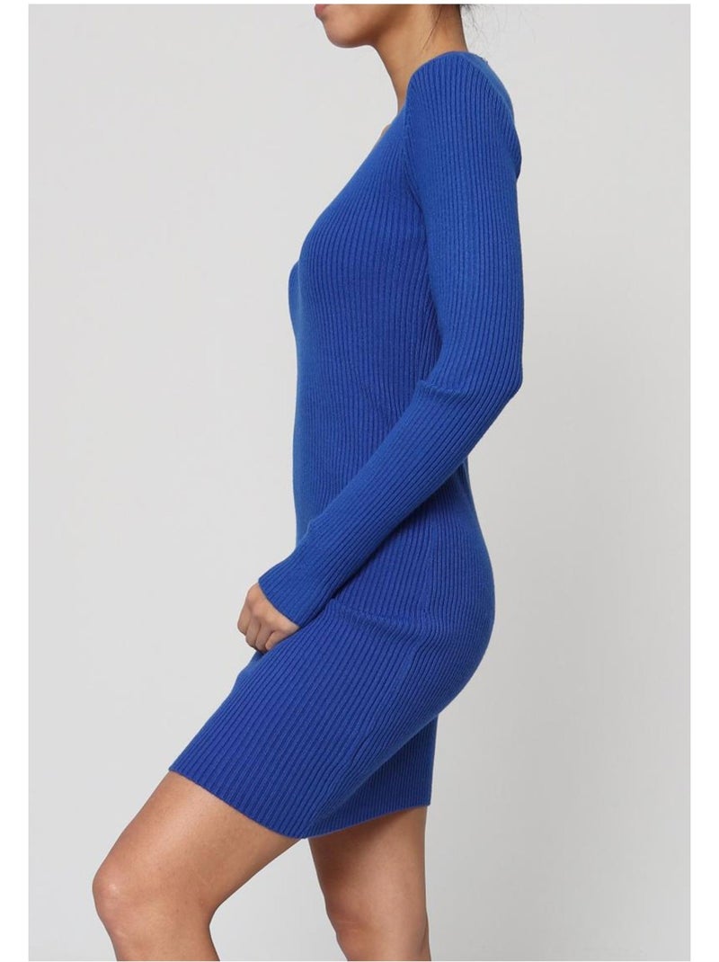 Robe Col V Kebello Bleu - Kiabi