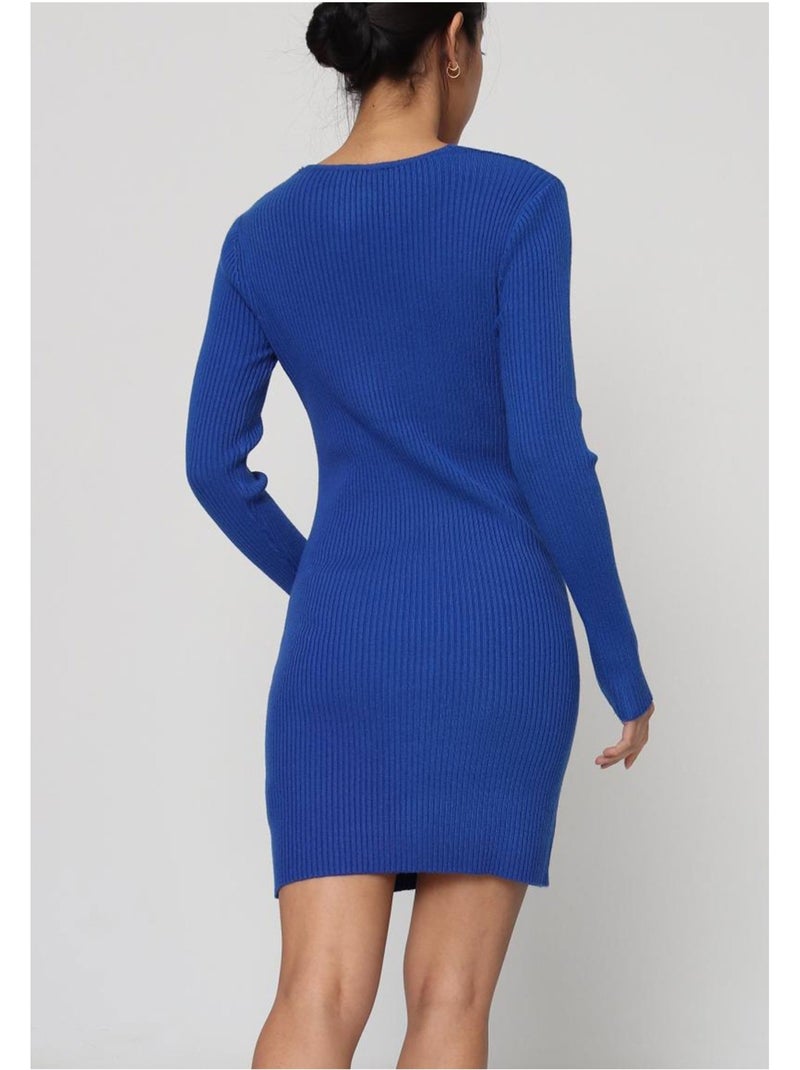 Robe Col V Kebello Bleu - Kiabi