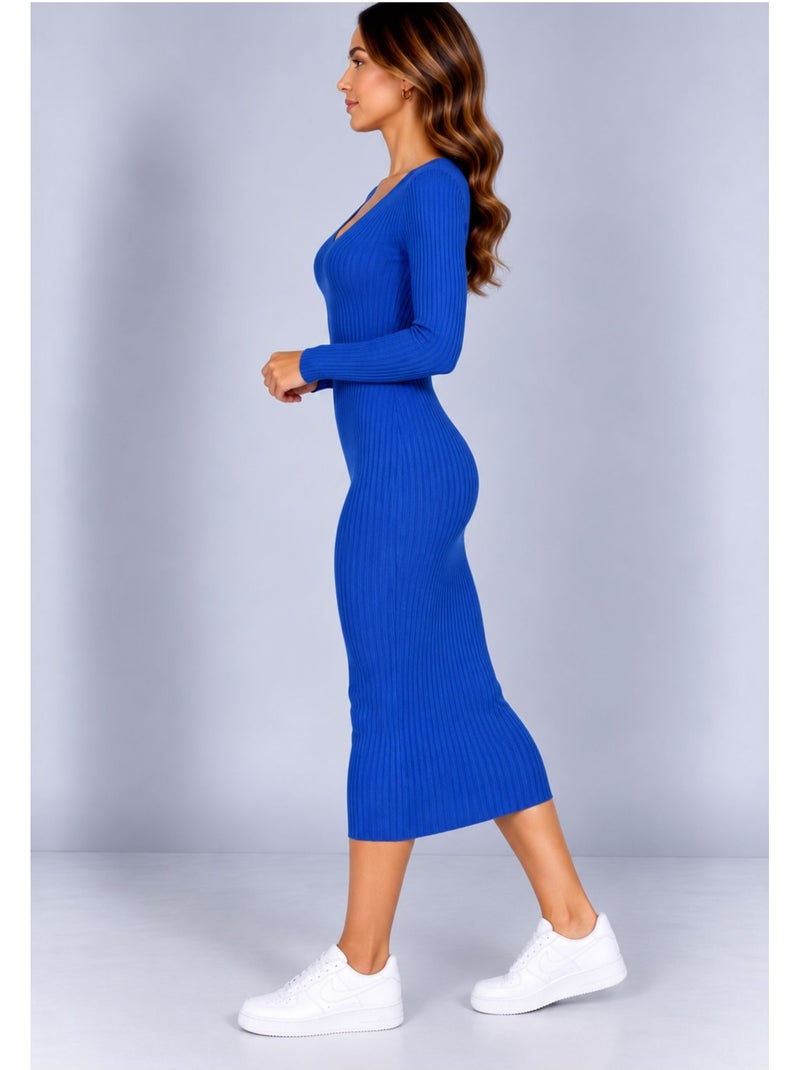 Robe col v kebello Bleu - Kiabi