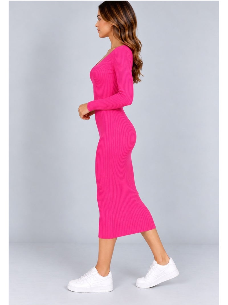 Robe col v kebello Rose fushia - Kiabi