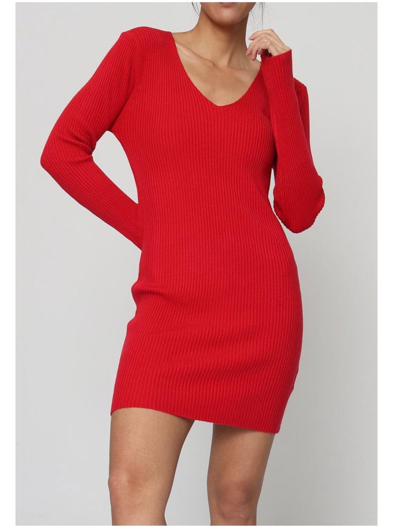 Robe col v kebello Rouge - Kiabi