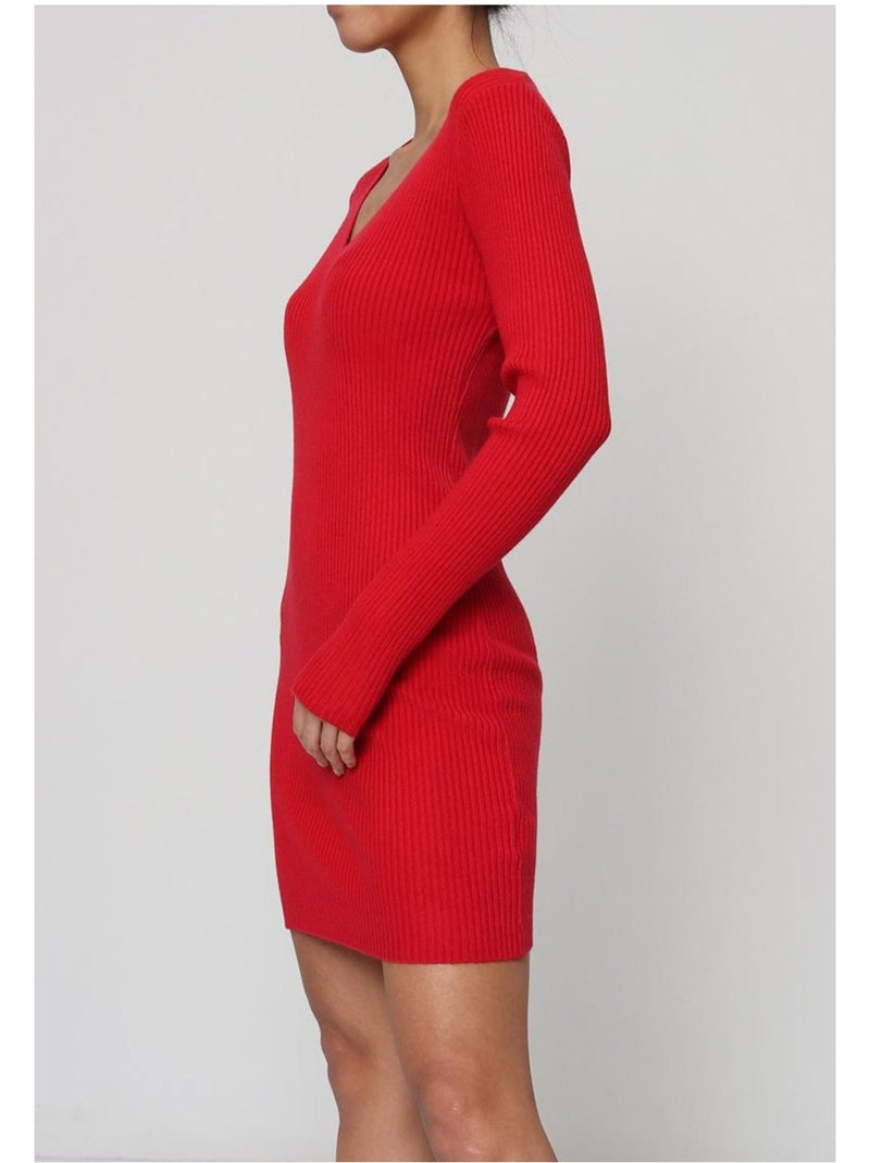 Robe col v kebello Rouge - Kiabi