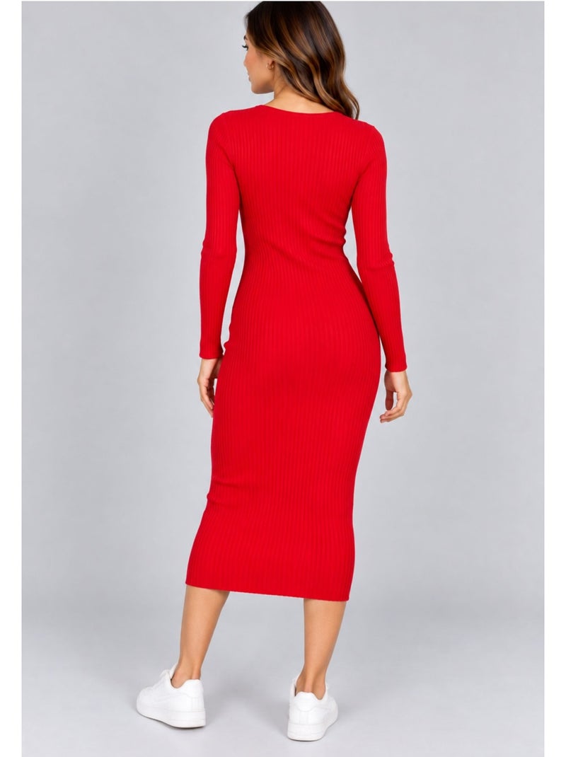 Robe col v kebello Rouge - Kiabi