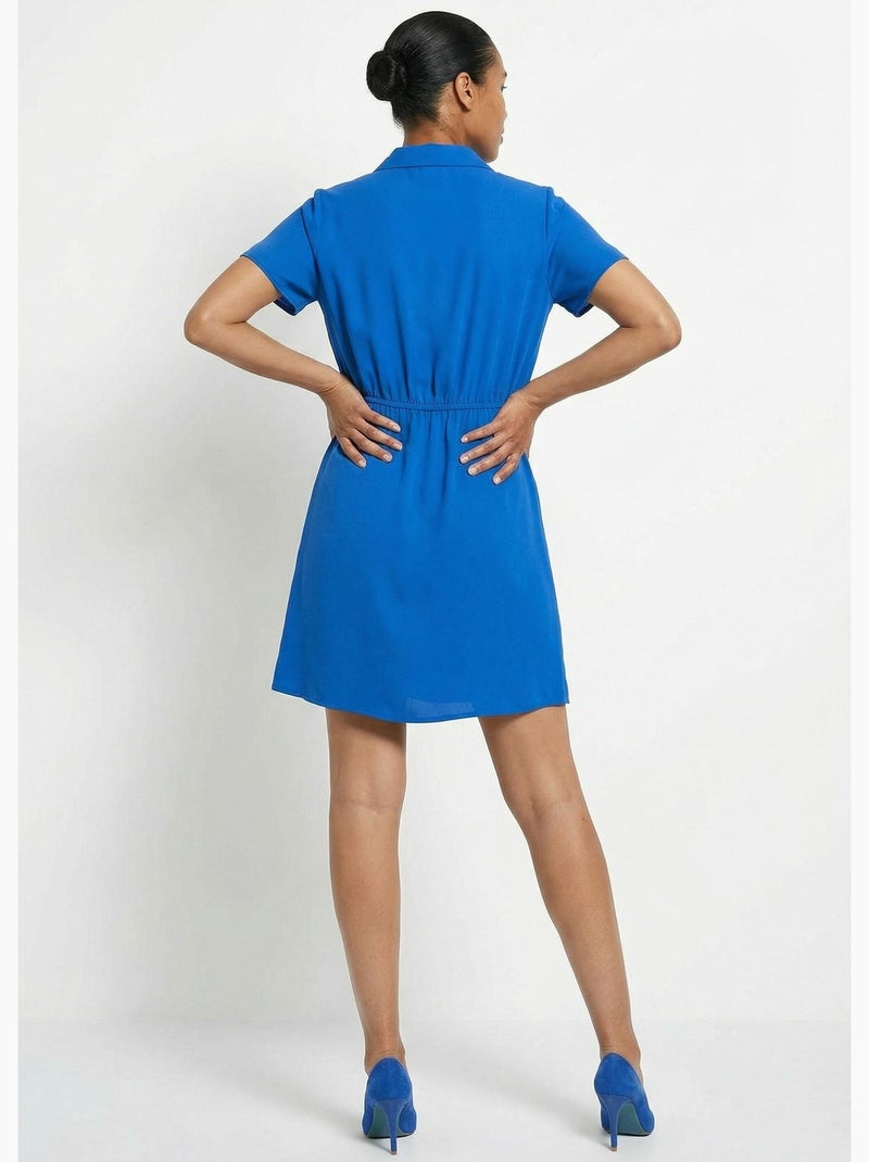 Robe col V manches courtes, Essentiel - Afibel Bleu électrique - Kiabi