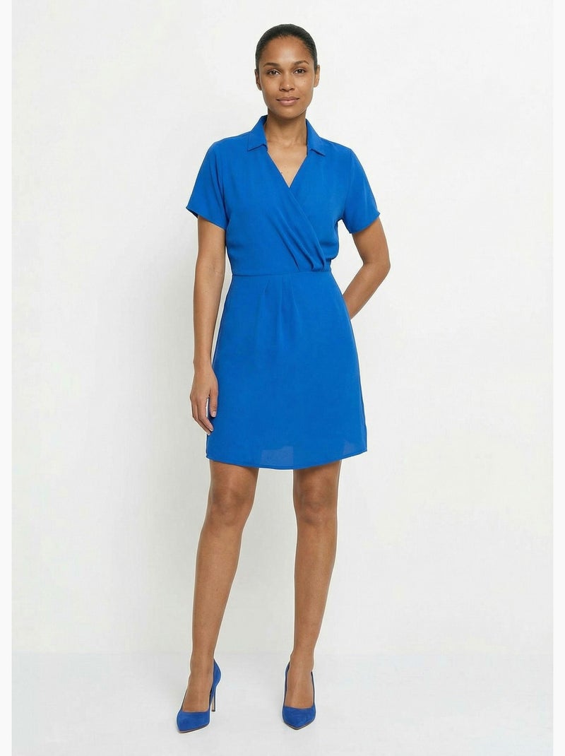 Robe col V manches courtes, Essentiel - Afibel Bleu électrique - Kiabi