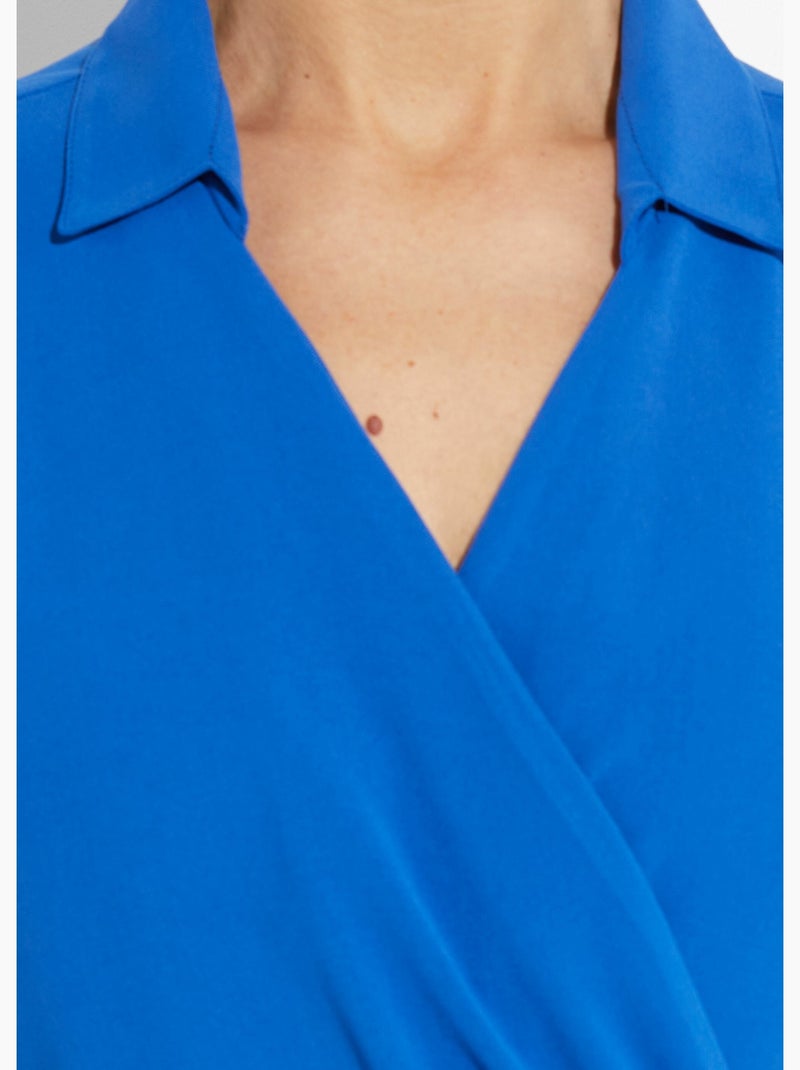 Robe col V manches courtes, Essentiel - Afibel Bleu électrique - Kiabi