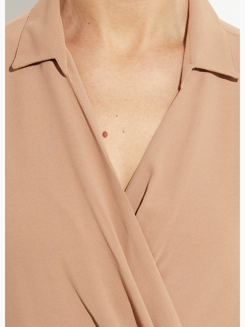 Robe col V manches courtes, Essentiel - Afibel Camel - Kiabi