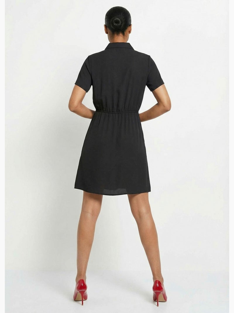 Robe col V manches courtes, Essentiel - Afibel Noir - Kiabi