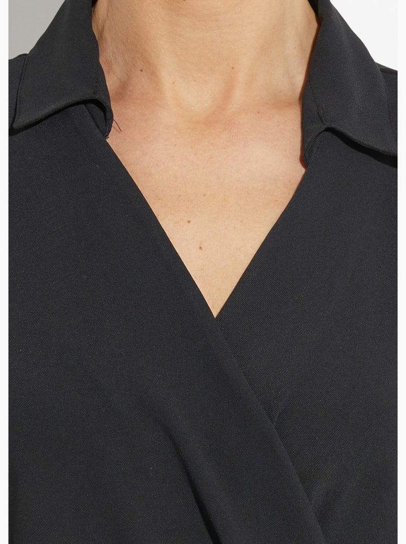 Robe col V manches courtes, Essentiel - Afibel Noir - Kiabi