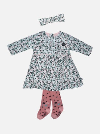 ROBE + COLLANTS + BANDEAU FLORETTE