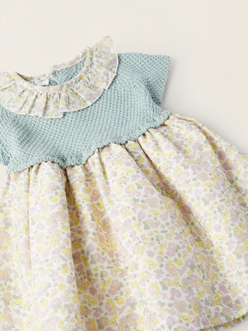 Tenue Été Nouveau-né Garçon Ou Fille - Robe Tricotée Florale Avec Bandeau - 140 Hiver