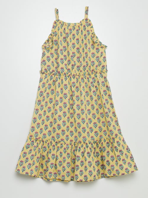 Robe corolle à motif avec base volantées - Kiabi