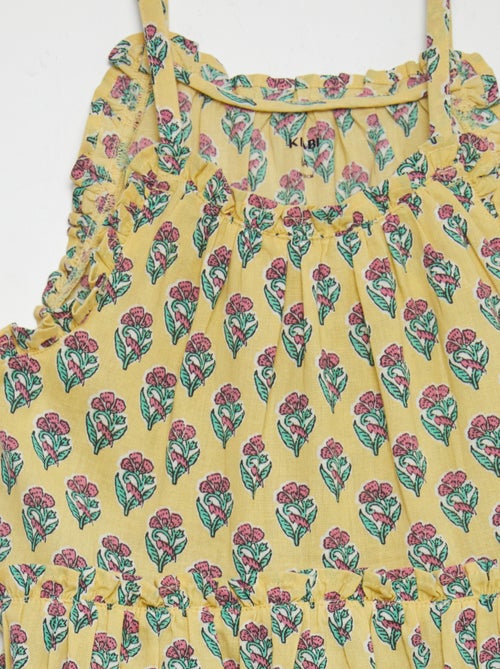 Robe corolle à motif avec base volantées - Kiabi