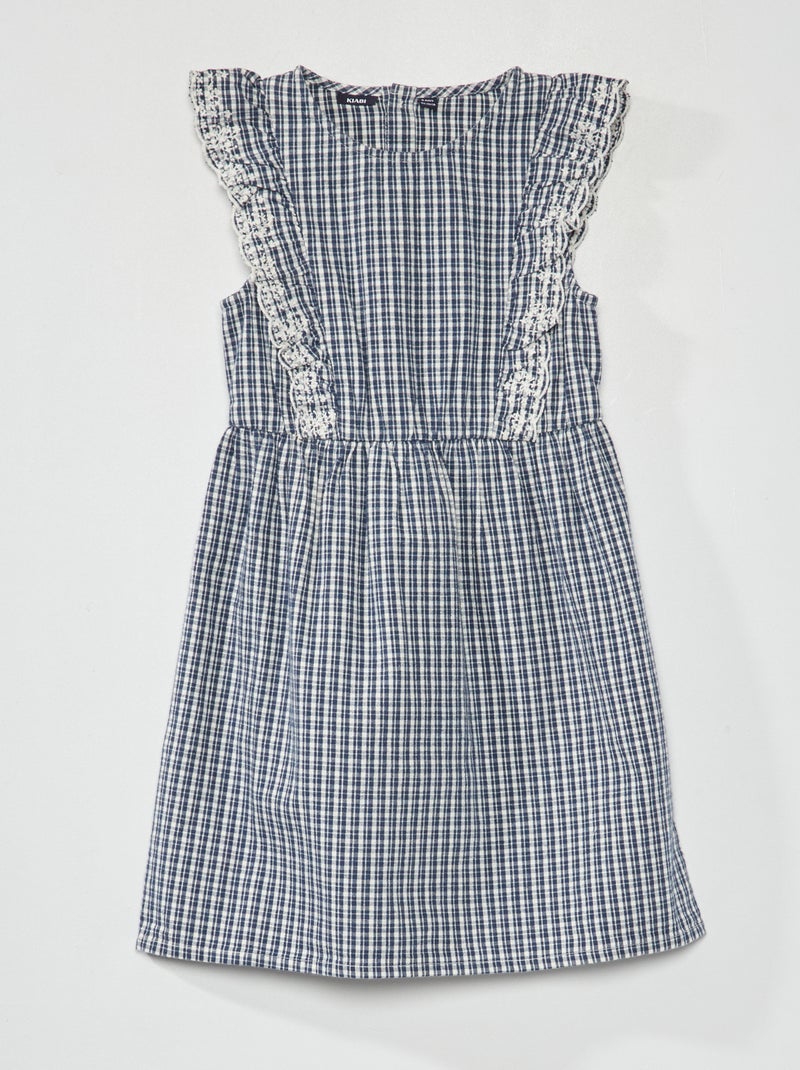 Robe corolle avec volants Bleu - Kiabi