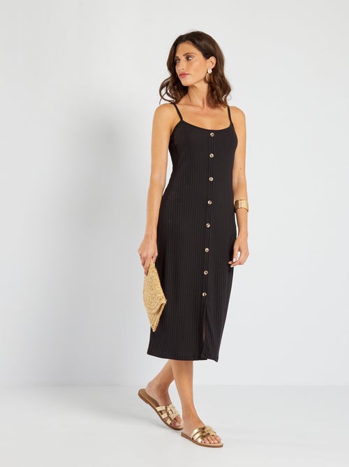Robe côtelée à fines bretelles - Kiabi