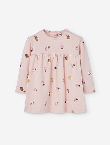 Robe côtelée à motif de fraise