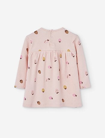 Robe côtelée à motif de fraise