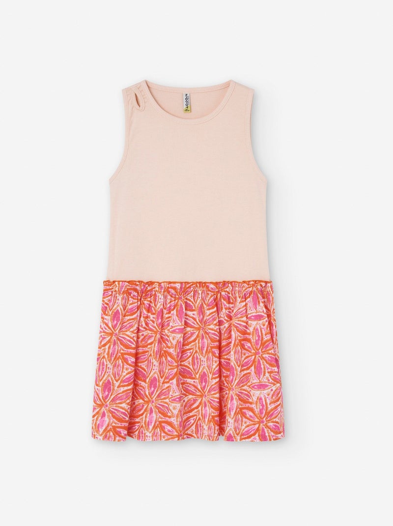 Robe Côtelée Florale Rose - Kiabi